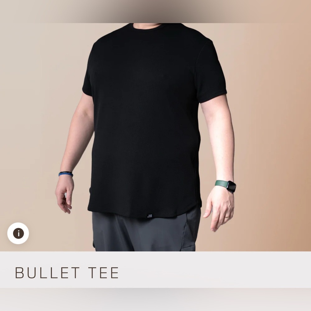 Black Short Sleeve Bullet Tee Waffle Knit
